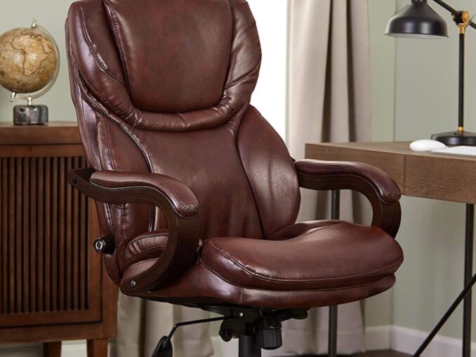Leather Office Chair. Depiction of Fine Leather Furniture in Workspace